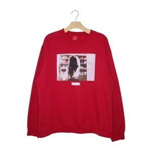 V/SUAL Red Graphic Crewneck Long Sleeve Sweater